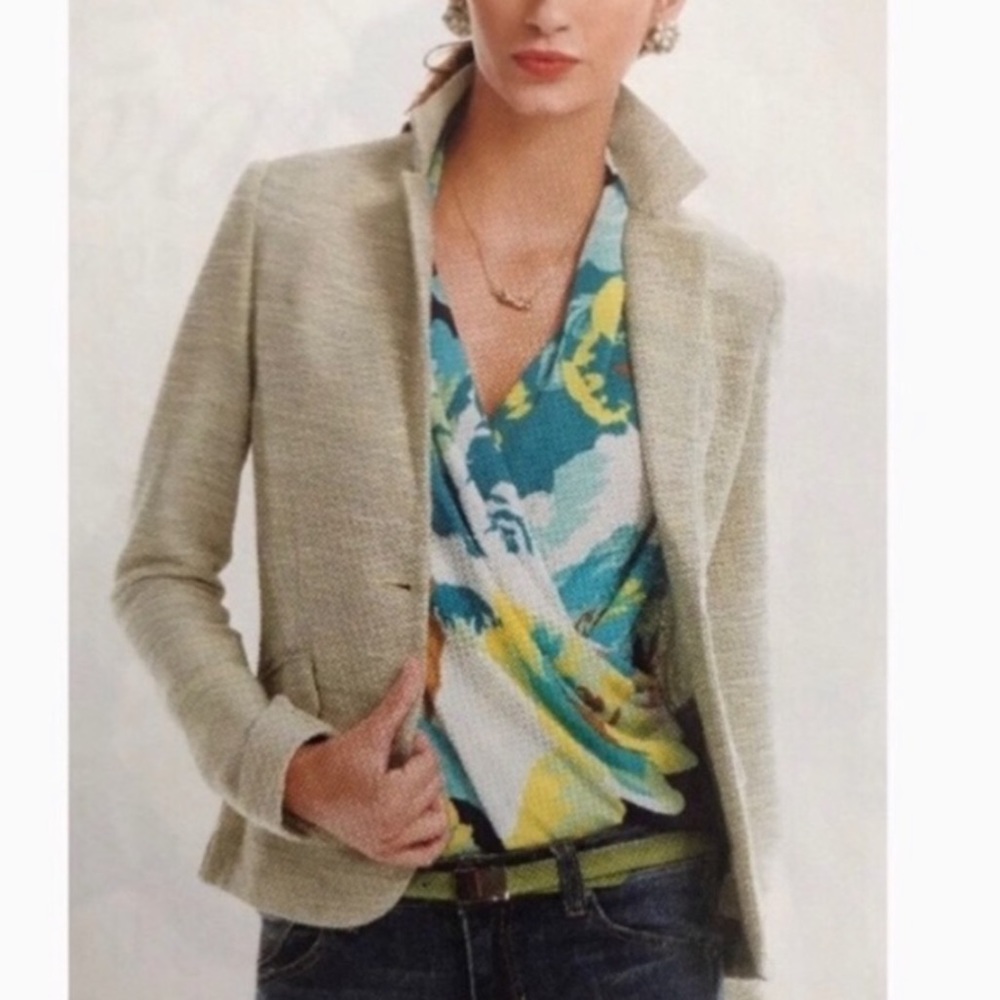 CAbi Lemon Zest soft gray and yellow blazer